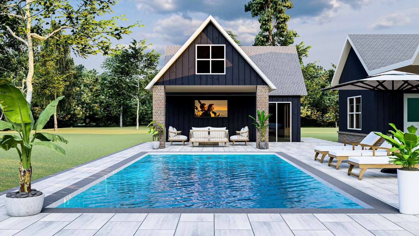 Hiring a pool service technician — residential backyard pool ready for the kind of weekly visit a new hire will be trained to deliver