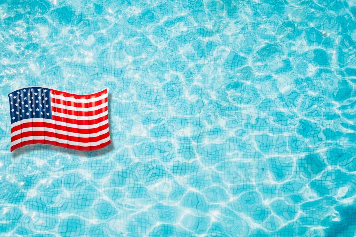 Direct shot of a swimming pool with clear blue water