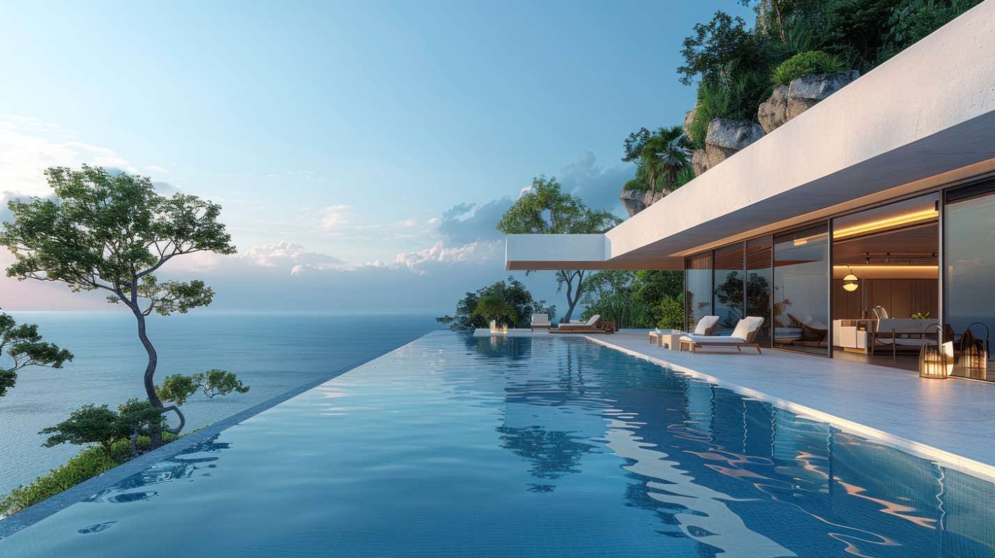 Modern villa with infinity pool overlooking the ocean