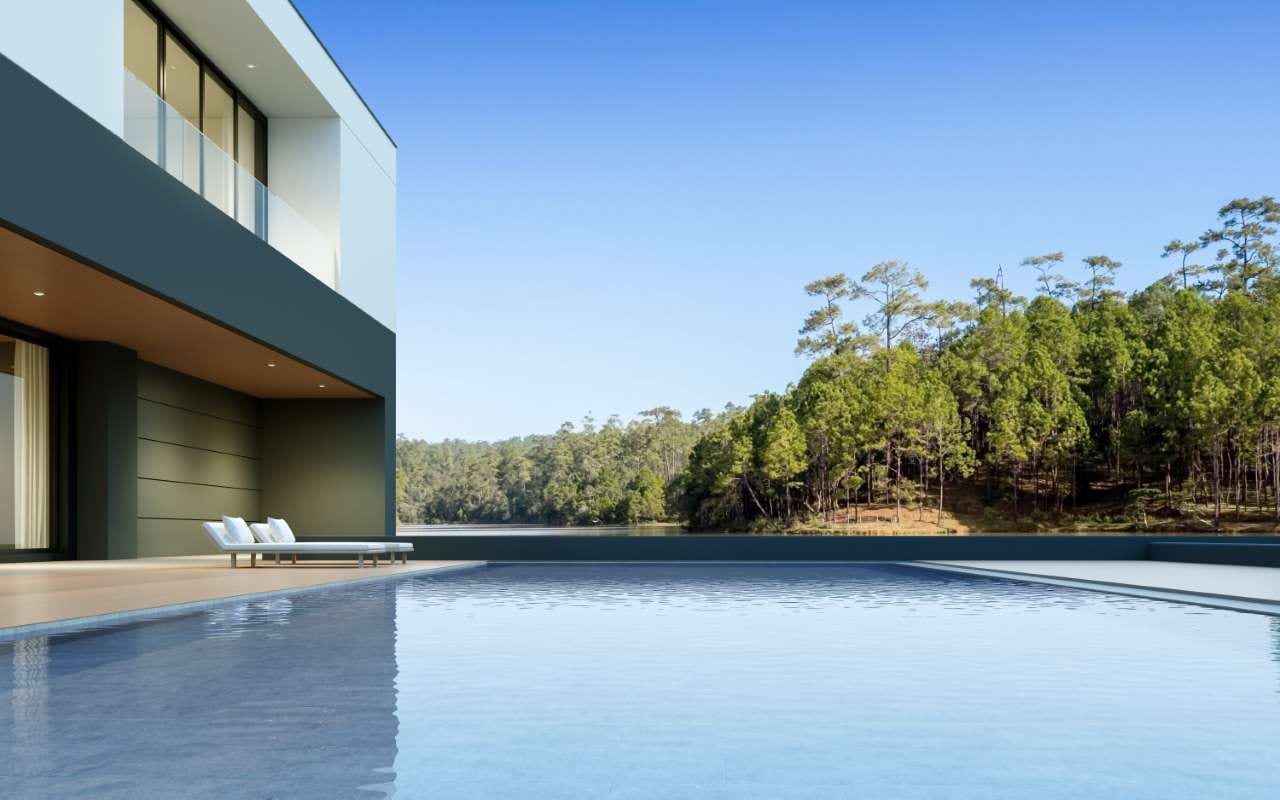 Modern backyard swimming pool — pool service operations