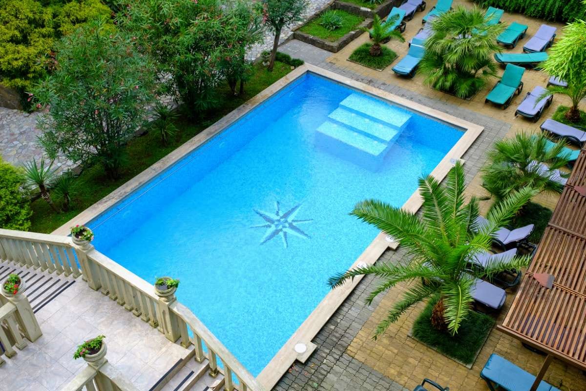Pool water surface with gentle ripples