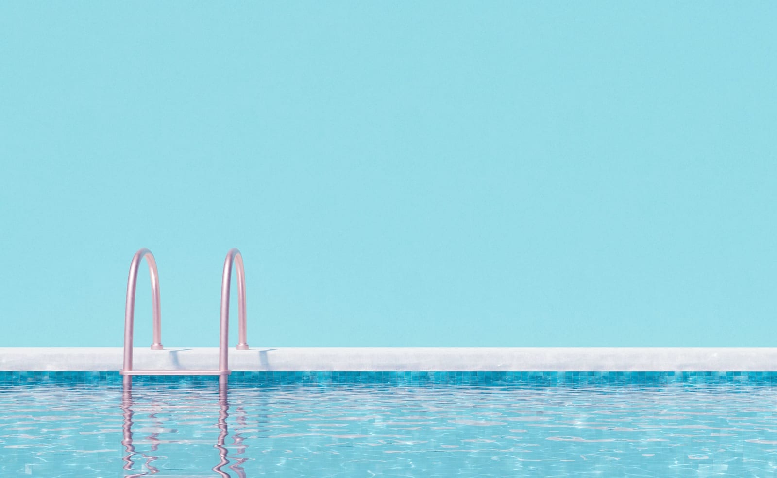 Clean swimming pool with ladder and clear water