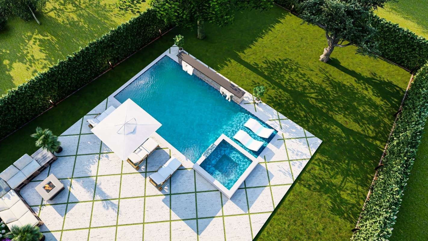 Pool room with a billiards table and chairs around a table